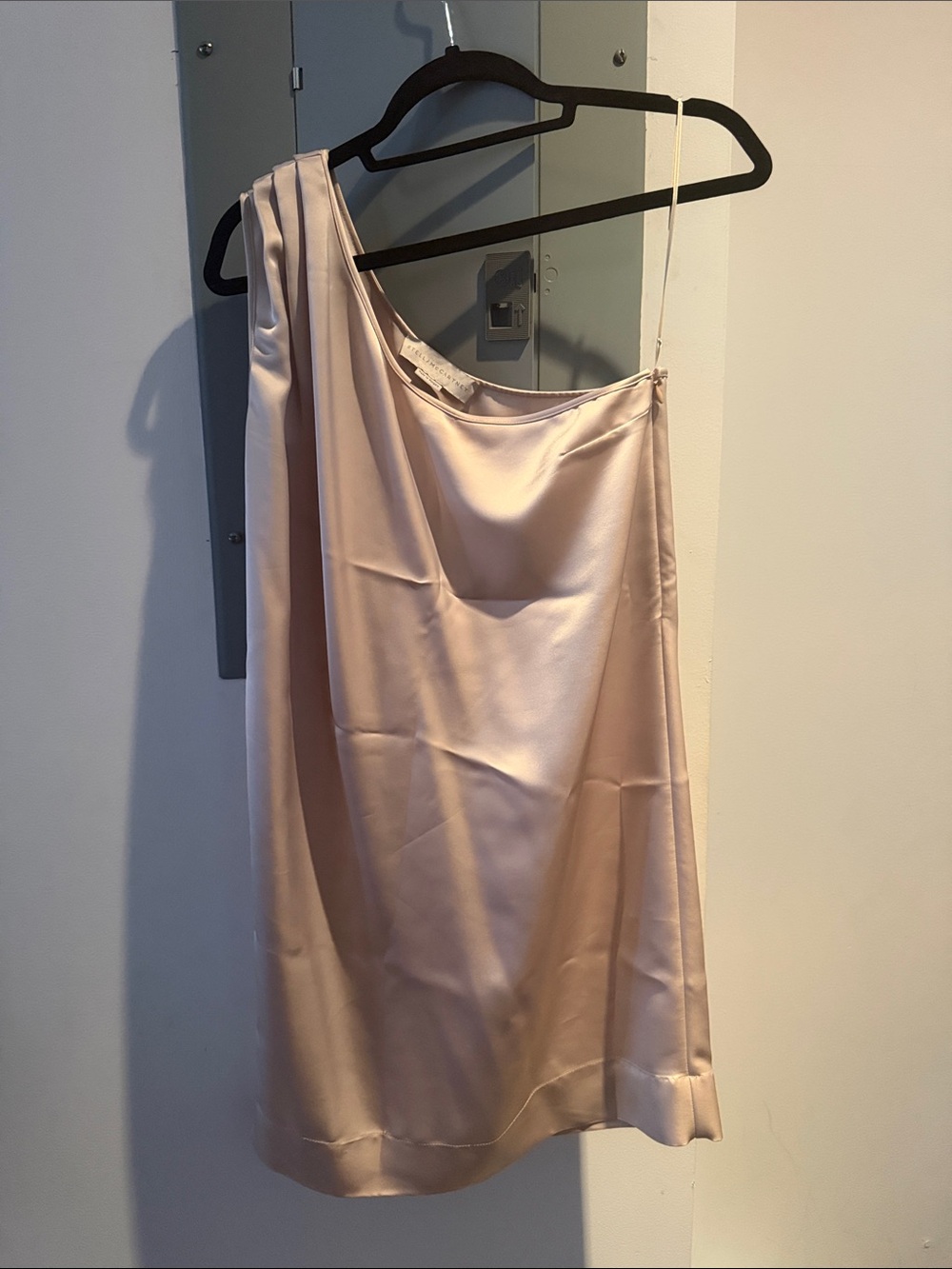 Stella McCartney One-Shoulder Silk Dress in Pale Pink